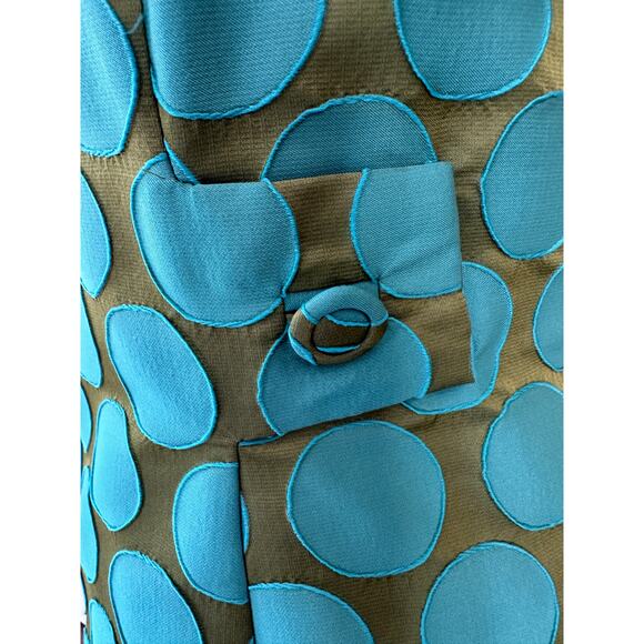 Boden Jacquard Green Teal Polka Dot Spot Dress - US 4 - Picture 12 of 14